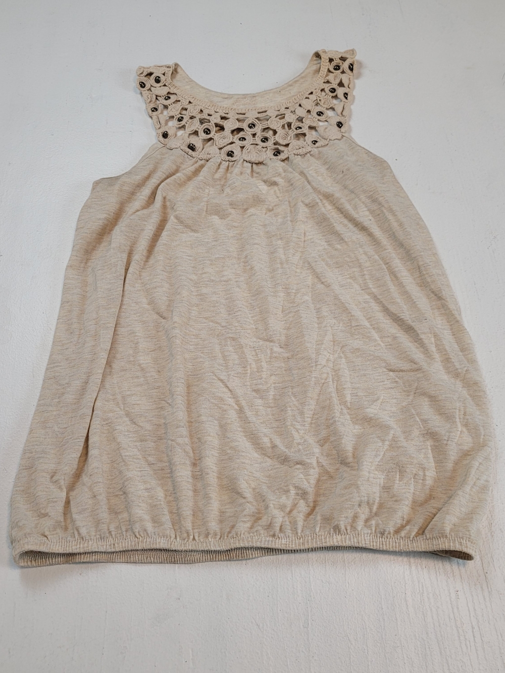 Mudd Cream Crochet Yoke Tank